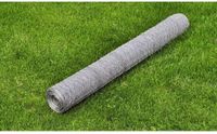 vidaXL Kippengaas - 25x1 m - Gegalvaniseerd Staal - Zilverkleurig