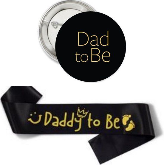 Daddy to Be Sjerp en Button Set - Zwart met Gouden Tekst