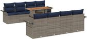 vidaXL Banc de jardin - Set - 9 - pièces - Gris - poly - rotin