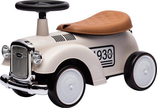 Eco Toys - Retro Loopauto - Wit - Met Claxon & Opbergruimte - Lekvrije EVA Banden - Vanaf 18 Maanden - Max. 25 kg