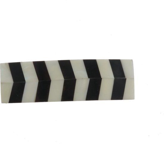 Behave - Retro Haarspeld - Schelp - Zwart - Wit - 8 cm