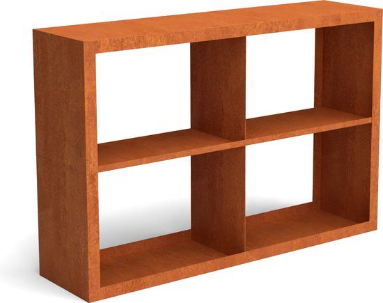 Geroba Egura Cortenstaal Houtopslag Onderverdeling 4 Vakken 1500x385x1000 mm