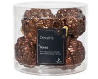 Decoris Denappel Kerst Decoris Glas Dennenappel Espresso Assortiment 6 Stuks