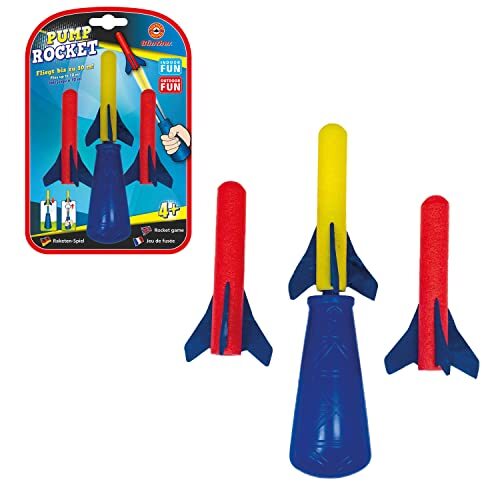 Paul Günther 1557 1557 raketspel Mini Hand Pump Rocket, incl. 3 schuimstof, raketten vliegen tot 10 meter breed, voor kinderen vanaf 4 jaar, meerkleurig
