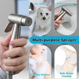 Douchette en acier inoxydable pour bidet – Raccord en T G1/2" – Adaptateur G3/8" – Tuyau de 59 pouces – Crochet pour montage toilette/murale
