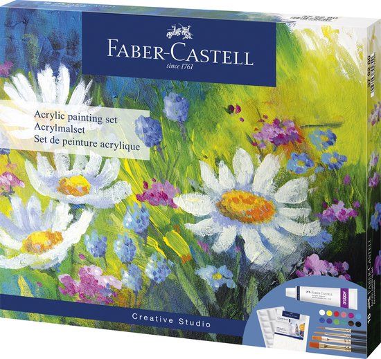 Faber-Castell Acrylverfset - 18-delig - 12 kleuren