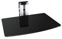 RICOO Wandrek, 1 etage, in hoogte verstelbaar, kabelbeheer, tv-kast, design, DVD-S1, wandhouder voor tv-accessoires, zilver/glas, zwart