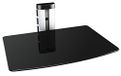 RICOO Wandrek, 1 etage, in hoogte verstelbaar, kabelbeheer, tv-kast, design, DVD-S1, wandhouder voor tv-accessoires, zilver/glas, zwart