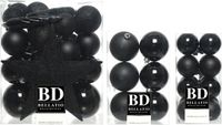 Bellatio Decorations Shoppartners Bv 55x Kunststof Kerstballen met Ster Piek Zwart Mix - 6 cm