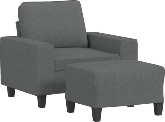 vidaXL Fauteuil met voetenbank, stof, donkergrijs