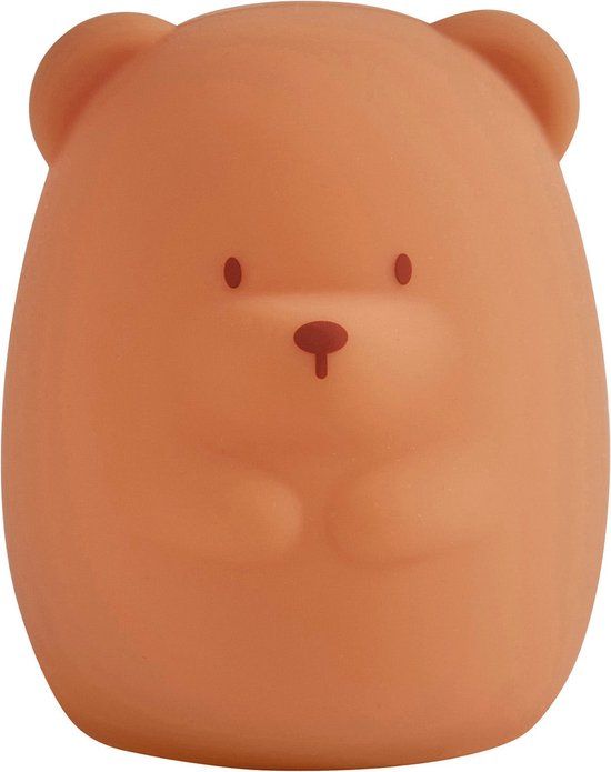 Nattou Silicone Nachtlamp Beer Oranje 11 cm - Met Dimfunctie - USB/Batterij