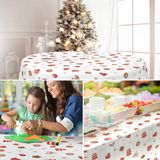 ANRO Tafelkleed Kerst Hartjes & Boompjes Wit Ovaal 240x140cm Rechte rand Afwasbaar Waterafstotend