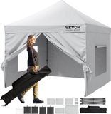 Merkloos Paviljoen Tuintent - Opvouwbaar Paviljoen - Hoogte Verstelbaar - Incl. Opbergtas - Partytent - Pop-up Tent - Wit