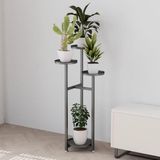 GarveeLife Stabiel, metalen plantenrek met meerdere verdiepingen, ruimtebesparend, moderne hoekbloemenstandaard met antislipvoetjes, ideaal voor woonkamer, balkon, kantoor, zwart, 100 cm hoog
