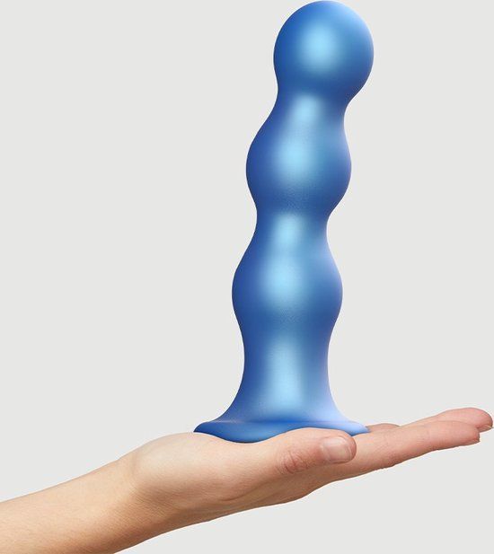 Strap-on-me Lovely Planet SARL Strap-On-Me Dildo Plug Balls Metallic Blauw Maat 2XL