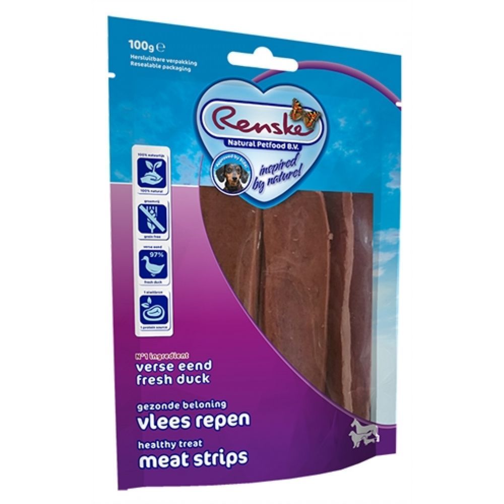 RENSKE Gezonde Beloning Vleesstrips Eend - 10 x 100 gr