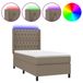 vidaXL Boxspringbed met matras en LED-verlichting, taupekleurig, 80x200 cm, gestoffeerd