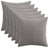 vidaXL Kussensloop 6 stuks ALMELO Lichtgrijs 35 x 35 cm corduroy