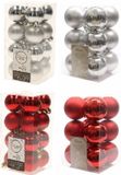 Decoris Kaemingk B.V. Kerstversiering kunststof kerstballen kleuren mix rood/ zilver 4 en 6 cm pakket van 80x stuks