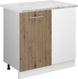 Vicco R-Line Hoekkast – 86 cm, WB Marmer Artisanaal eiken