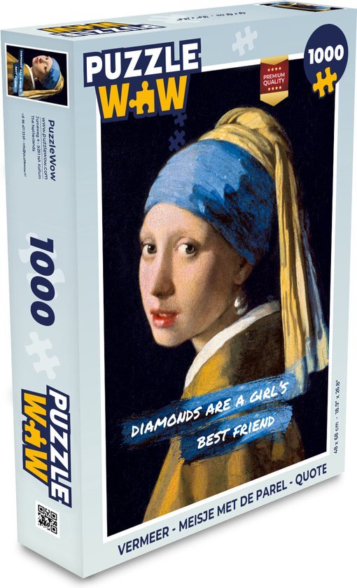 MuchoWow Puzzel Vermeer - Meisje met de parel - Quote - Legpuzzel - Puzzel 1000 stukjes volwassenen