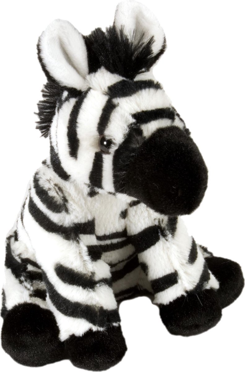 Wild Republic knuffel zebra junior 20 cm pluche zwart/wit