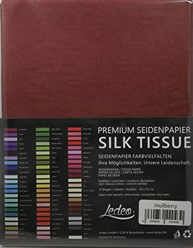 Ledeo Silk Tissue Premium zijdepapier gekleurd zijdepapier - 10 vellen (50 x 75 cm) - kleur naar keuze (Mulberry)