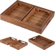 DoaBuy dienblad set van 3 teakhout 39x29 cm hout