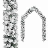 VidaXL Kerstslinger met sneeuw 5 m PVC groen