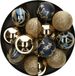 Atmosphera Kerstballen - 27x - donkerblauw/goud - 4 en 5 cm - kunststof