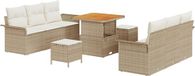 vidaXL Tuinbank Set met kussen 8 zitplaatsen Beige Polyrattan