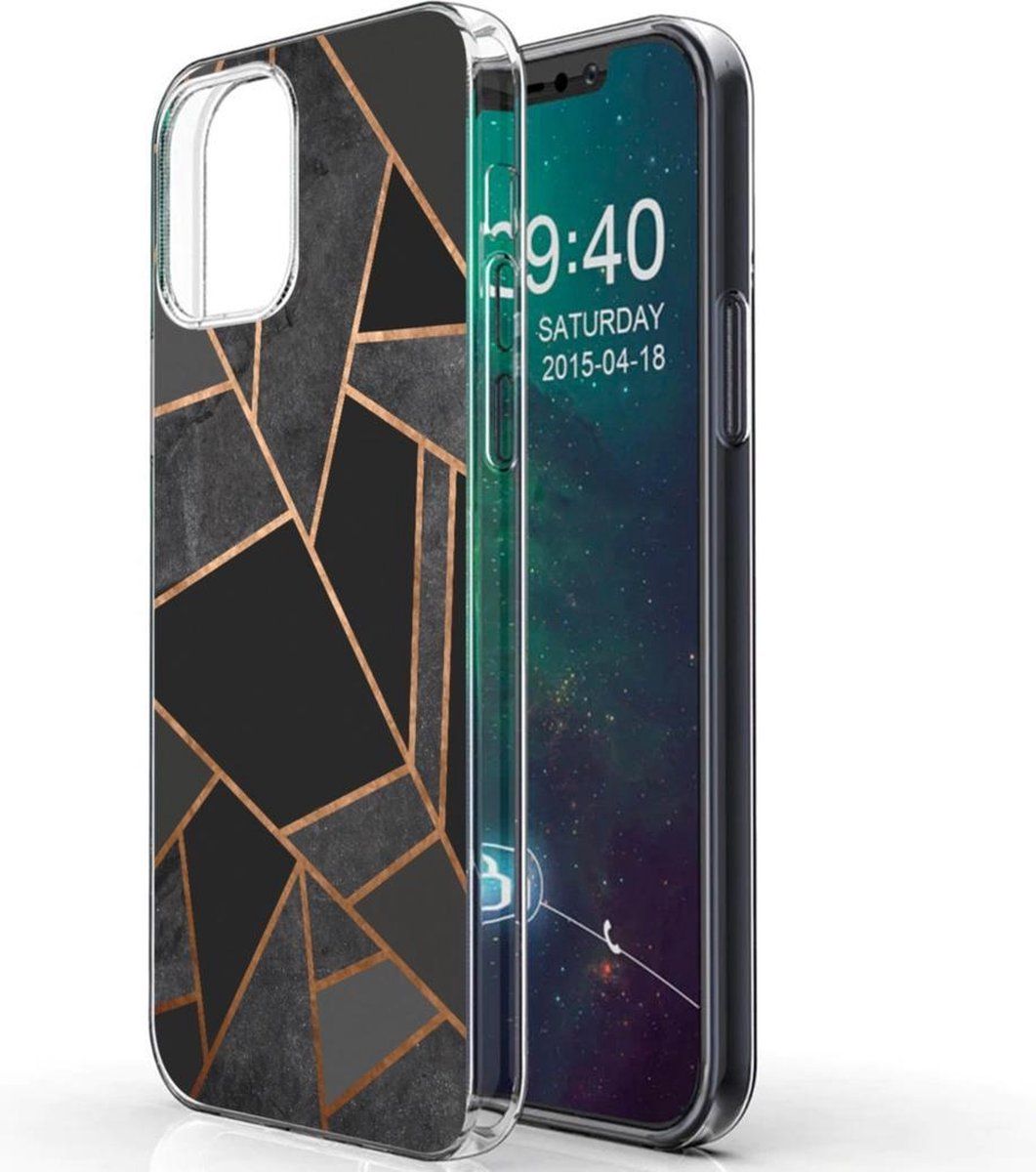 imoshion iPhone 12 Mini Hoesje - Grafisch Koper - Zwart / Goud
