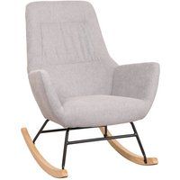 HWC-N13 Schommelstoel, relaxfauteuil TV-fauteuil, massief hout metaal stof/textiel 320g/m² ~ lichtgrijs
