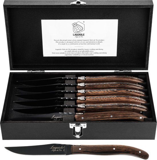 Laguiole Style de Vie Luxury Line Steakmessenset 6 st. - rvs, hout - 2020
