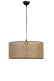 Elegante metalen kroonluchter met bamboe kap, diameter 45 cm, in hoogte verstelbaar, E27-fitting, goud/zwart/beige, perfect voor moderne woondecoratie en verlichting