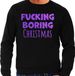 Bellatio Decorations Foute Kersttrui/sweater voor heren - Boring Christmas - zwart - glitter paars XXL