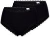 Schiesser Uncover 2-Pack Midi Slips Cotton Lace Dames Onderbroek Zwart