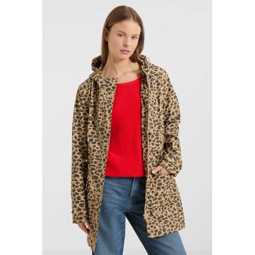 Anytime Anytime regenjas met capuchon leopard print