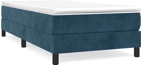 vidaXL Boxspring met matras fluweel donkerblauw 90x200 cm