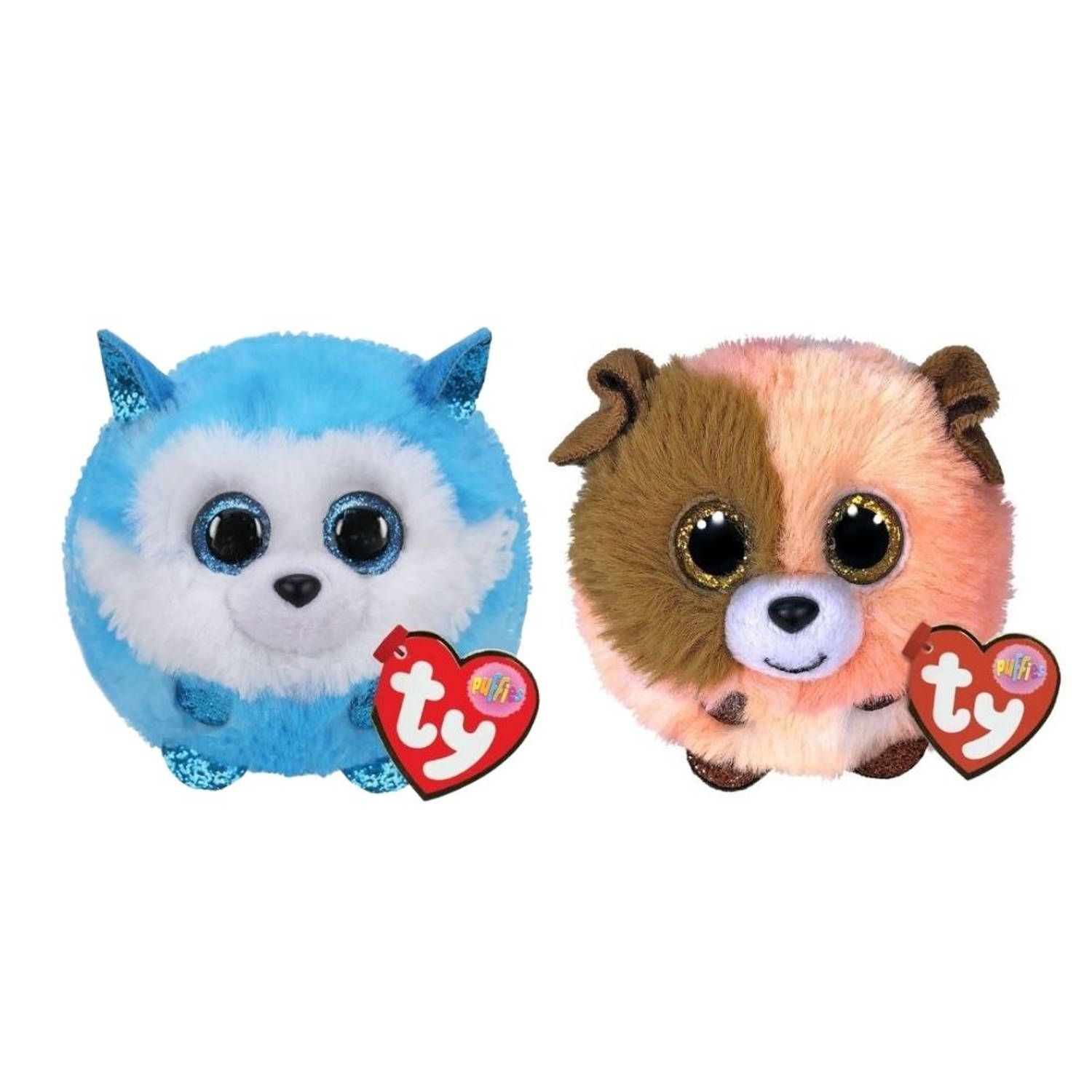 TY - Knuffel - Teeny Puffies - Prince Husky & Mandarin Dog - Meerkleurig
