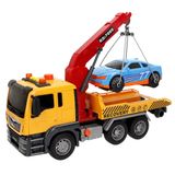 ColorBaby 39058 Speed & Go Kraanwagen, speelgoed, met lichten en geluiden, uittrekbare arm, interactief, wrijvingssysteem, schaal 1:10, auto's voor kinderen vanaf 3 jaar