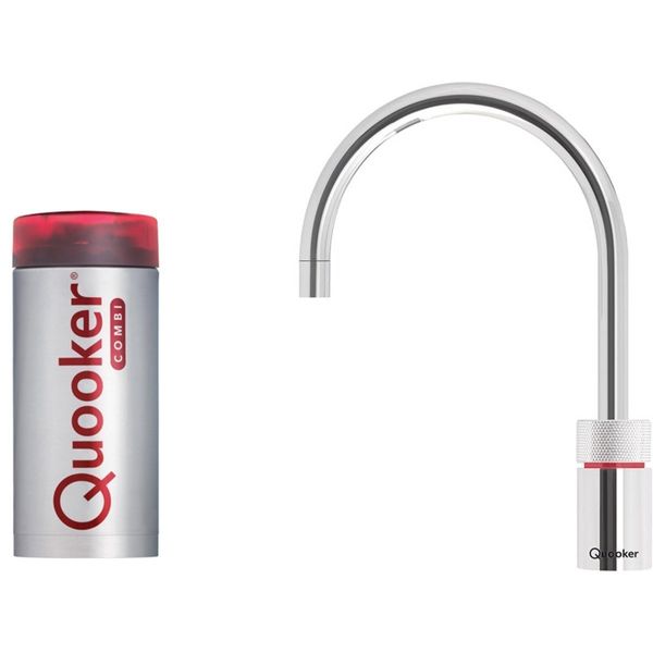 Quooker Nordic Round Chroom Kokendwaterkraan met Combi Reservoir - Opbouw