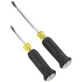 Klein Tools 85442DD Schroevendraaierset, sloopdriver, 1/4 inch en 5/16 inch keystone-punten met vergulde metalen slagkap, 2-delig