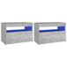 VidaXL Tables de chevet avec éclairage LED, 2 pièces, gris béton, 60x35x40 cm