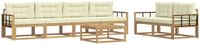 vidaXL - Bank loungeset - 6 zitplekken - Wit en crème - Acacia hout