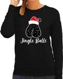 Bellatio Decorations Foute humor Kersttrui - jingle balls - Kerst sweater - zwart - voor dames XS