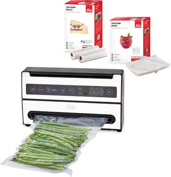 Solis VertiVac Plus 5703 Vacumeermachine + 2 Vacuümrollen + 50 Vacuümzakken - Zilver