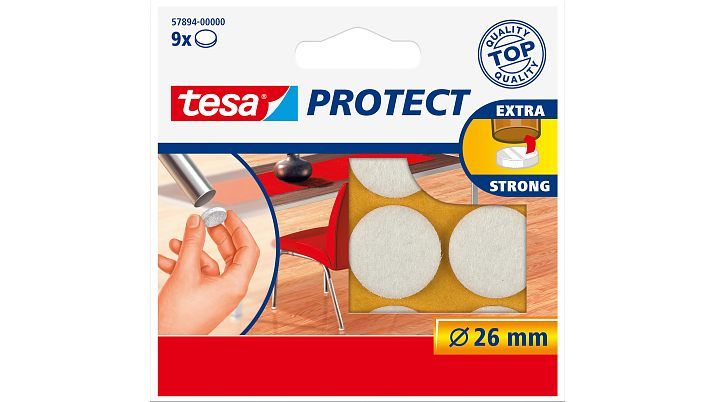 Tesa Protect Beschermvilt Rond - Wit - Ø 26 mm - 9 Stuks