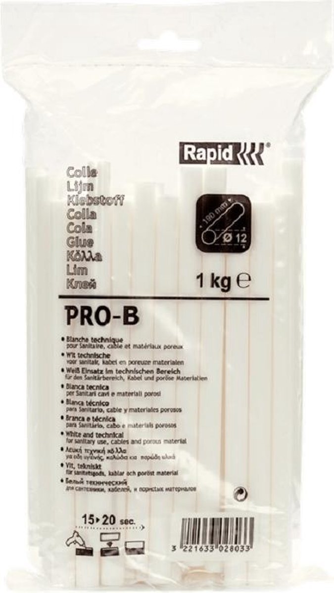 Rapid lijmsticks PRO-T diameter Tegels/porselein 1,0 kg, 50 Stuk wit