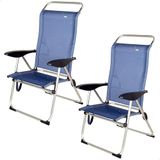 AKTIVE Strandstoelen, inklapbaar en kantelbaar, 4 standen, marineblauw